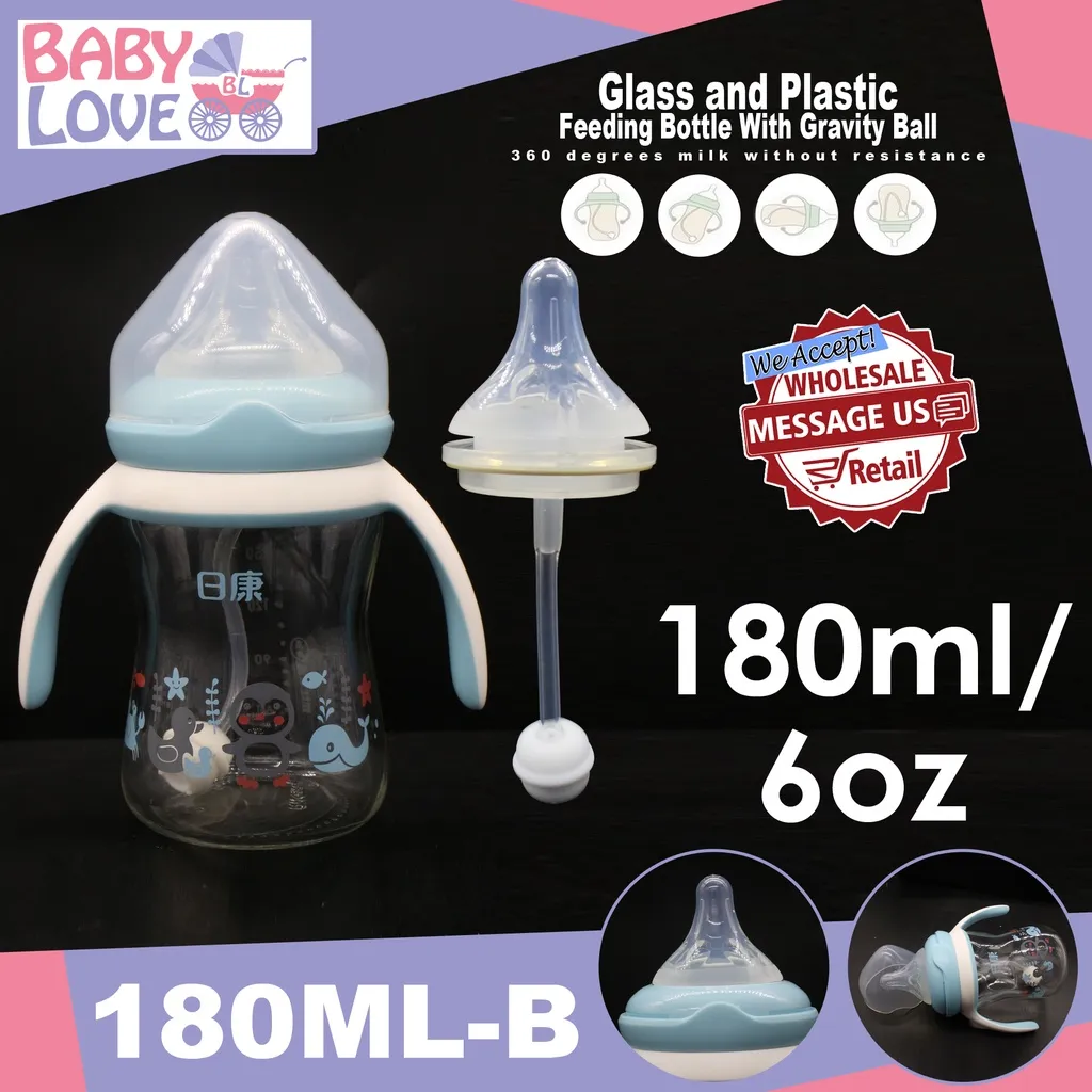 Baby Love 180ML-B 6oz Baby Glass Feeding Bottle with Gravity Ball 180mlMYf  | Lazada PH