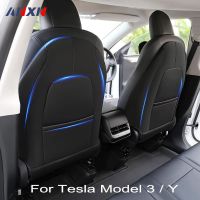 For Tesla Model 3 Y Seat Back Car Anti-Kick Pad Protector Child Anti-Dirty PU Leather Full Surrounded Seatback Interior Covers