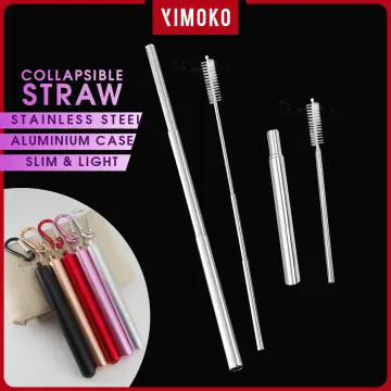 304 stainless steel telescopic straws with aluminum alloy storage