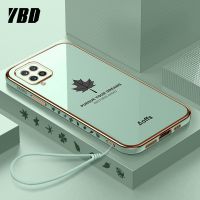 YBD เคสโทรศัพท์เคลือบขอบตรงสำหรับ Samsung,สำหรับรุ่น Galaxy A12 M12เคสป้องกันกล้องที่แม่นยำ A12 M12เคสลายใบเมเปิ้ล