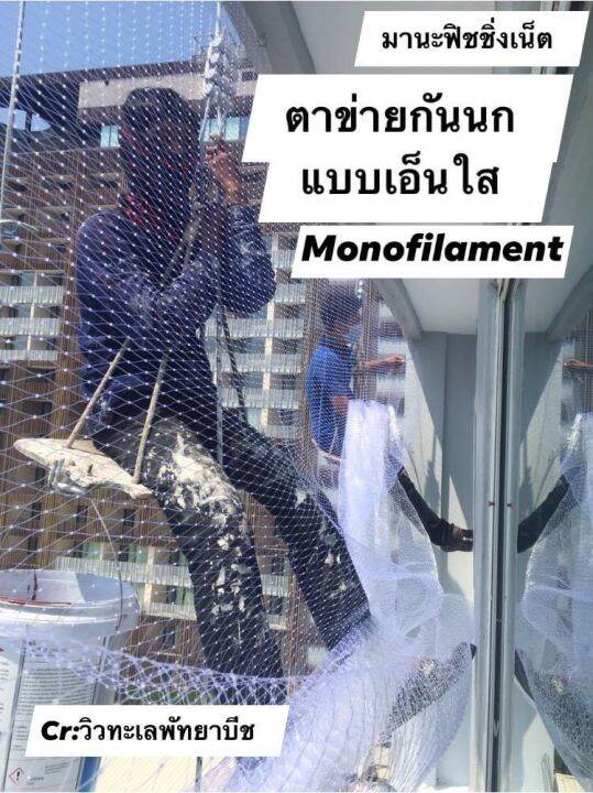 ตาข่ายเอ็นใส-monofilament-net-ตาข่ายกันนก-ป้องกันนก-ริมระเบียง-หน้าตา-คอนโด-อาคาร-สำนักงาน