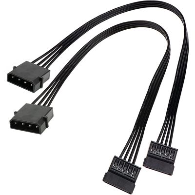 Molex IDE 4 Pin Male To 15 Pin Female SATA Power Converter Adapter Cable Hard Drive HDD SSD Power Extension Cable2 Pack