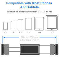ขาตั้งที่จับโทรศัพท์มือถือแท็บเล็ตโทรได้สำหรับรถยนต์แท็บเล็ตขนาดเล็กอากาศสำหรับ IPad Pro แท็บเล็ตไอโฟนหัวเหว่ย Xiaomi ใช้ได้กับที่พิงศีรษะยานพาหนะที่นั่งด้านหลัง360 ° หมุนได้มั่นคง