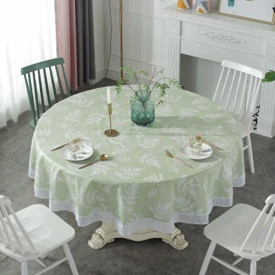 PVC Lace Tablecloth Waterproof Oil-proof Round Table Cloth Printed Home Dining Table Cover for Wedding Party Decor