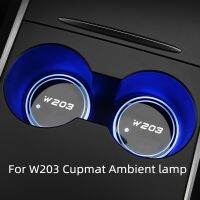 【CW】 Mercede W203 Car Cup Coaster 7 Colorful Led Atmosphere logo Cupmat Ambience lights