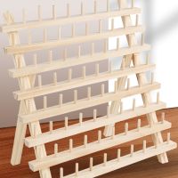 Foldable Wooden Thread Holder Spools Sewing Embroidery Thread Rack Organizer Wall Hanging Cones Stand Shelf Tool