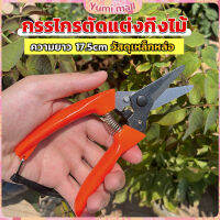 Yumi กรรไกรแต่งกิ่งไม้ เหล็กคาร์บอน สำหรับใช้ในสวน ด้ามกระชับมือ garden shears