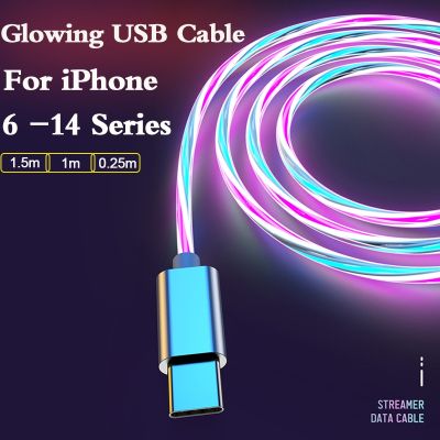 【jw】℗℗﹊  Glowing Data Cable iPhone 14 13 12 XS XR Phones 2.4A USB Charging Wire Cord Accessories