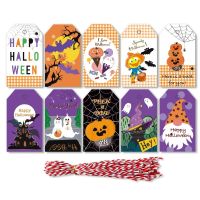 50 100 Pcs Halloween Gift Tags Pumpkin Ghost Happy Halloween Paper Tag Card Labels Halloween Decorations for Home Party Supplies