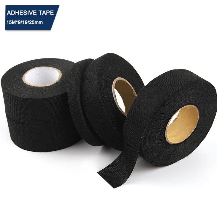 15M Automotive wiring harness tape Width 9/19/25mm Black Heatresistant