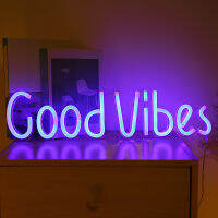 Cute Good Vibes Neon Sign LED LightLamp For Dorm Decor Letter Decor Neon Lamps Wall Decor For Girls Bedroom Christmas