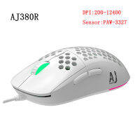 Ajazz AJ380AJ380R Ultralight Optical Wired Gaming Mouse RGB light Adjustable 69G weight PAW3338PAW3337 Sensor Optical Mouse