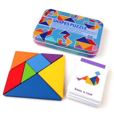 3D ปริศนาตัวต่อแบบลวดลายไม้สำหรับเด็กของเล่นแทนแกรมสีสันสดใสของเล่นของขวัญเด็กเกมเรียงลำดับสำหรับเด็ก Montessori