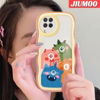 JIUMOO เคสปลอกสำหรับ Samsung Galaxy A22 4G A22 5G เคส M22การ์ตูนน้อยน่ารักสัตว์ประหลาดดีไซน์ใหม่แฟชั่นลายคลื่นขอบเคสโทรศัพท์แบบใสซิลิโคนนิ่มป้องกันเลนส์กล้องเคสโปร่งใสกันกระแทก