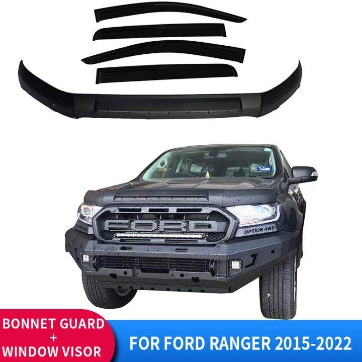 Ford Raner Bonnet Guard and Wind Visor Deflector Set for Ford Ranger ...