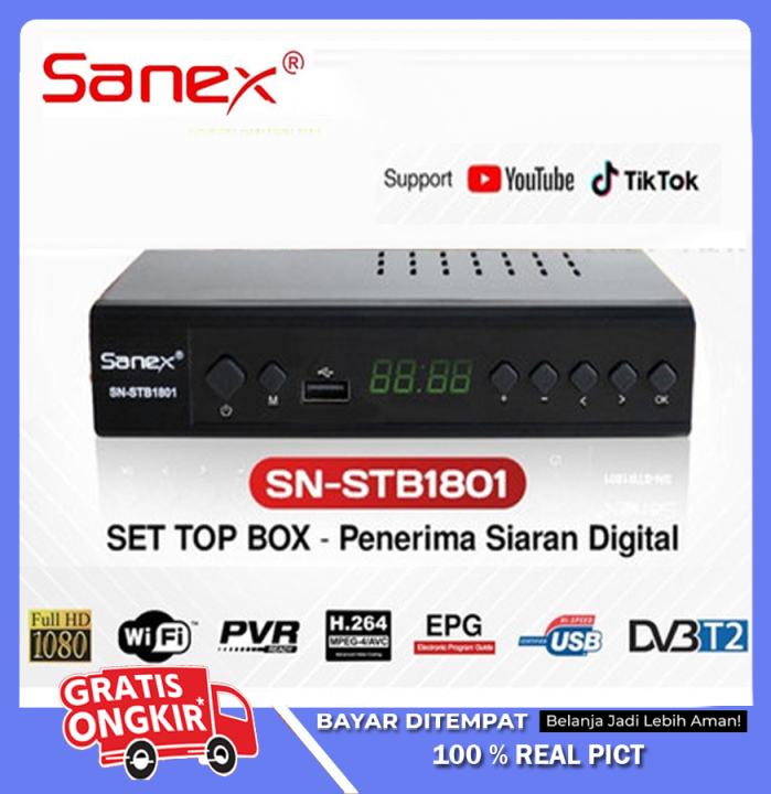 Set Top Box STB SANEX T2 Penerima Siaran Televisi Digital Lazada