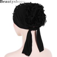 【YF】 Hat Women Beaded Droppship Csaual Solid Muslim Turban Chemo Hair Loss Head Scarf Lace Wrap Hijib Cap Freeship