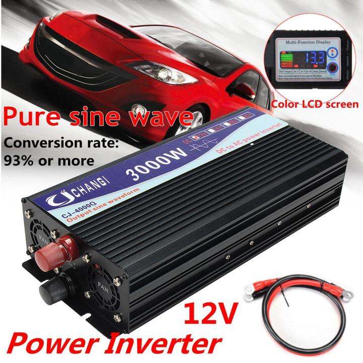 Intelligent Screen Pure Sine Wave Power Inverter 12V/24V To 220V 3000W ...