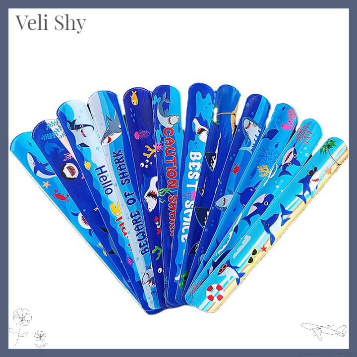 veli-shy-ตบฉลามสีน้ำเงินสุดเท่10ชิ้น-ของขวัญกำไลสัตว์ทะเลปาร์ตี้การ์ตูนฉลามของตกแต่งเด็กผู้ชายมีความสุขในงานปาร์ตี้ริมชายหาดฮาวาย