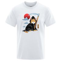 Ukiyoe Style Anime Cat T Shirt Mens Street Hop Tshirt Cotton Loose Tee Clothes Soft Gildan