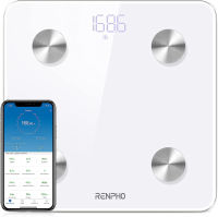 RENPHO Body Fat Scale Smart BMI Scale Digital Bathroom Wireless Weight Scale, Body Composition Analyzer with Smartphone App sync with Bluetooth, 400 lbs - White