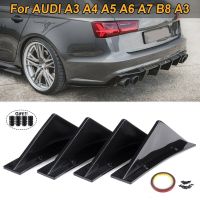 【YF】 Curved Rear Bumper Shark Fins Diffuser Canards Splitter Body Kit Apron Universal For AUDI A3 A4 A5 A6 A7 B8 S3 Car Accessories