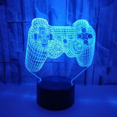 Creative 3D Illusion Gamepad Shape LED Night Light Idea Color Changing Desk Night Lamp for Kids Child Bedroom Decor Game Shop De