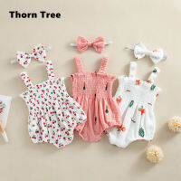 Thorn Tree 2 ชิ้นเด็กทารกหญิงมัดย้อมสลิง Romper แขนกุด Backless Jumpsuits Playsuit พร้อมแถบคาดศีรษะชุดเสื้อผ้า