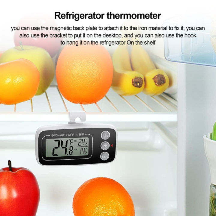 Waterproof Refrigerator Fridge Thermometer, Digital Freezer Room  Thermometer, Max/Min Record Function Large LCD Screen and Magnetic Back for  Kitchen