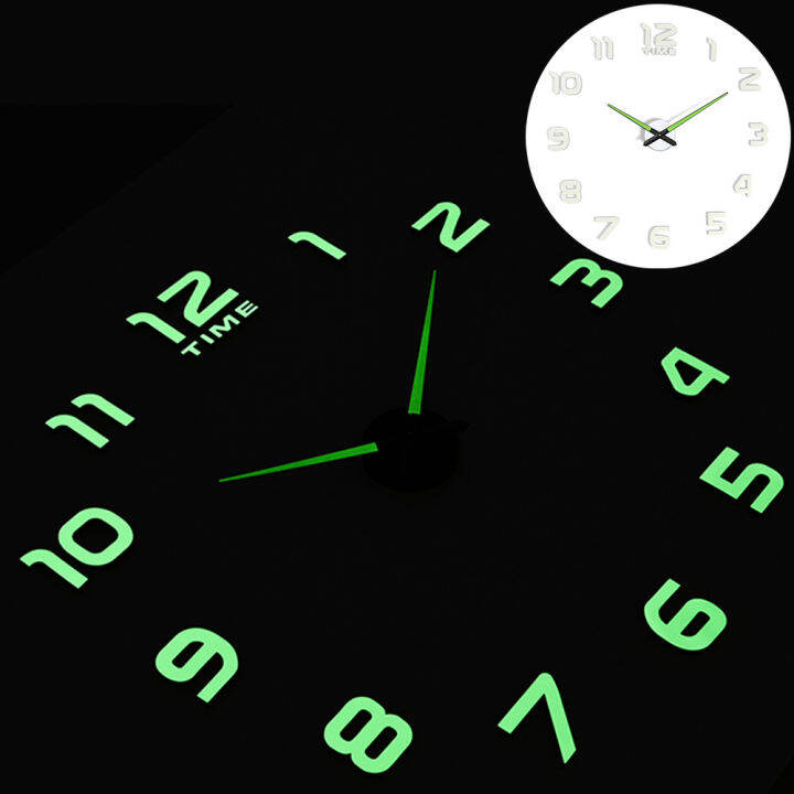 new-luminous-wall-clocks-large-clock-watch-horloge-3d-diy-acrylic-mirror-stickers-quartz-duvar-saat-klock-modern-mute