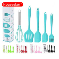 Houseeker ไม้พายพลั่วอเนกประสงค์เครื่องใช้ในครัวทำจากซิลิโคน5ชิ้นที่ขูดไข่แบบไม่ติดชุดแปรงเครื่องมือทำขนมอบเค้กทำอาหาร