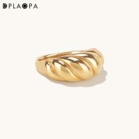 DPLAOPA 925 Sterling Silver Gold Croissant Dome Ring Women Luxury Jewelry Screw Fine Jewelry Fashion Round Wedding Jewels