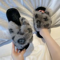 Fashion Outside The Autumn New Fluffy Soft Bottom Comfortable Flat Leisure Home Indoor Cotton Lady Slippers