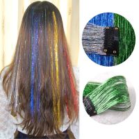 Fashion Sparkle Hair Tinsel With Clip Bling Hair Secoration For Synthetic Hair Extension Glitter Rainbow For Girls And Party