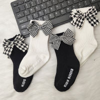 5 pairslot 0-3 years old pure cotton childrens socks knitted big bowknot baby socks solid color middle tube childrens socks