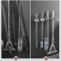 Punch-free Wall Mounted Mop Organizer Holder Hanger Home Storage Rack Bathroom Suction Hanging Pipe Hooks Household Tools K344 Picture Hangers Hooks