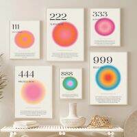 Angel Number Gradient Aura 333 444 555 Y2k Wall Art ภาพวาดผ้าใบ Nordic โปสเตอร์และพิมพ์ภาพผนังสำหรับตกแต่งห้องนั่งเล่น,เหมาะสำหรับ Modern Home ออกแบบตกแต่งภายใน