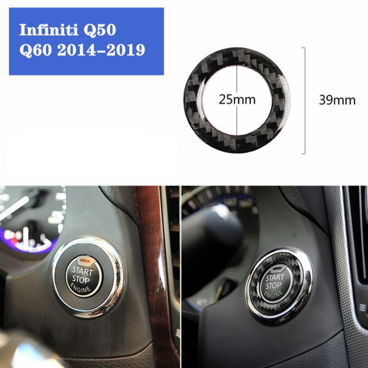 สติกเกอร์-start-stop-engine-mobil-ตกแต่งภายในรถสติ๊กเกอร์ไฟเบอร์คาร์บอน1ชิ้นสำหรับ-q60-q50-infiniti-2014-2019