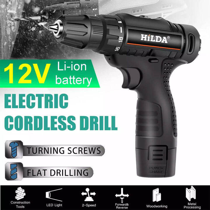 【1 Year Warranty】original Hilda 12v Cordless Drill Electric