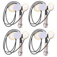 4X Piezo Contact Microphone 3 Transducer Pickups with End Pin Jack for Kalimba