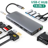 dodocool 14-in-1 USB C HUB 4K VGA LAN SD Card Ports USB 3.0 USB 2.0 3.5 mm audio for USB C docking station for Type-c laptops