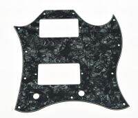 KR- SG Standard Full Face Guitar Pickguard Scratch Plate Black Pearl 3 Ply w/ Screws