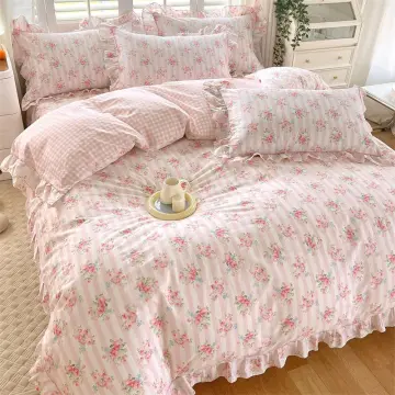 Korean Ruffle Princess Style 100% Cotton Duvet Cover Set, Pure