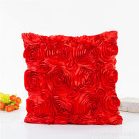 40X40CM Wedding Decoration Pillowcase Solid Color Three-dimensional Rose Flower Cushion Cover Decorative Pillow Covers for Sofa