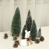 Potey Mini Christmas Tree Pine Needle Flockingของประดับโต๊ะทำงานซีดาร์สีขาว