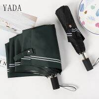 【Ink and green】 YADA ที่มีคุณภาพสูงลายร่มฝนผู้หญิงล้างสีดำเคลือบร่มสำหรับผู้หญิง Windproof พับร่มร่ม YS672