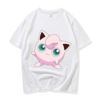 【LZ】✽✐  Camiseta Pokémon Kawaii feminina Ding gordo manga curta gola redonda desenhos animados de anime impressão criativa bonitinho de vento