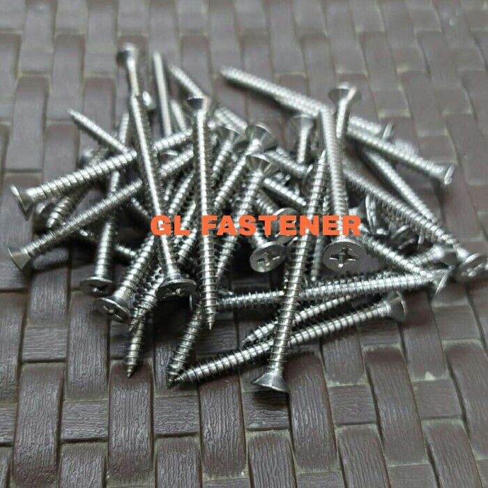 Skrup Fab Stainless X Tapping Screw Flat Head Fh Sus Lazada Indonesia