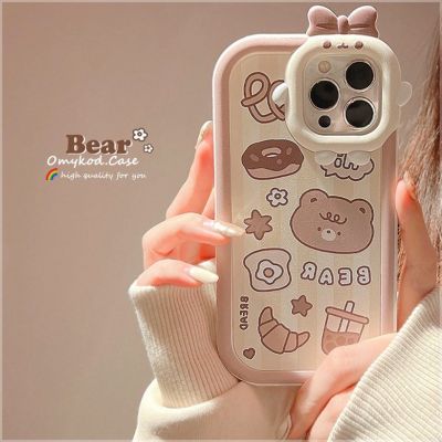 Hot Sale Ready Stock  Vivo Y16 Y02 Y22 Y21 V25 Y31 Y20 Y02S Y35 Y76 Y17 Y15 Y12 Y19 V20 Pro V23E V25 S1 Cute Dessert Bear Cartoon Transparent case soft Case anti-fall protection back cover