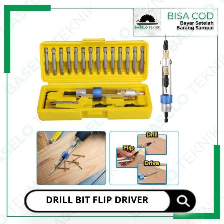 Drill Bit Flip Drive Set box lengkap 20 Pcs Sambungan Mata Bor Obeng